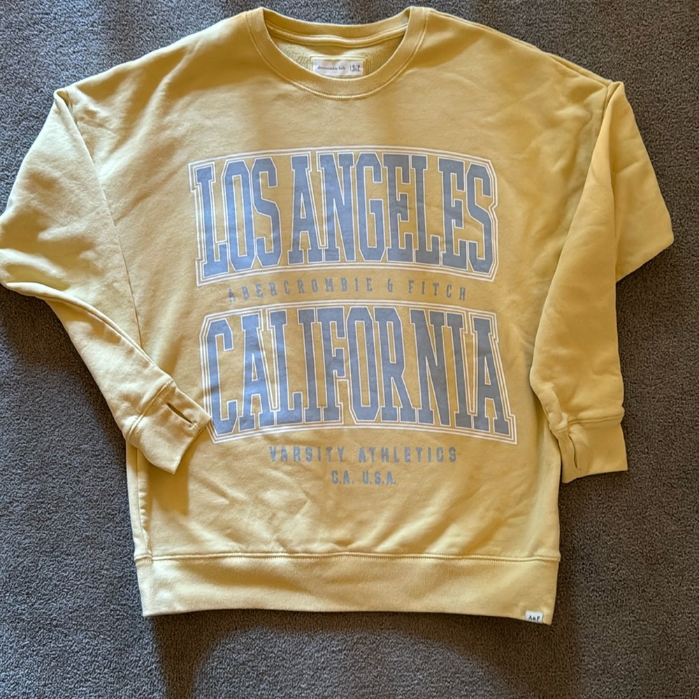 Abercrombie kids size 15/16 yellow crew neck sweatshirt.